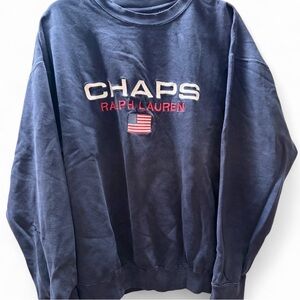 Ralph Lauren Navy Embroidered Crewneck Sweatshirt with Flag